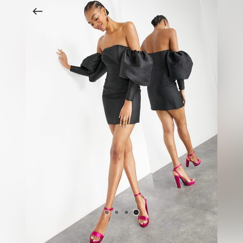 ASOS EDITION puff sleeve off-shoulder mini dress